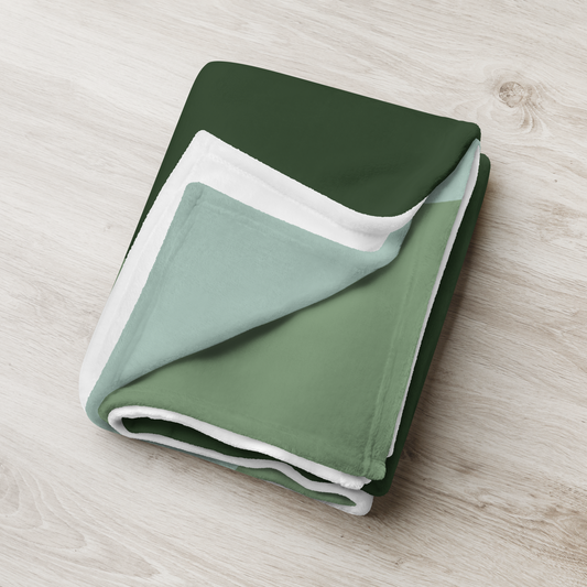 Aesthetic Green Throw Blanket | Scandinavian Minimalist Color Block Blanket