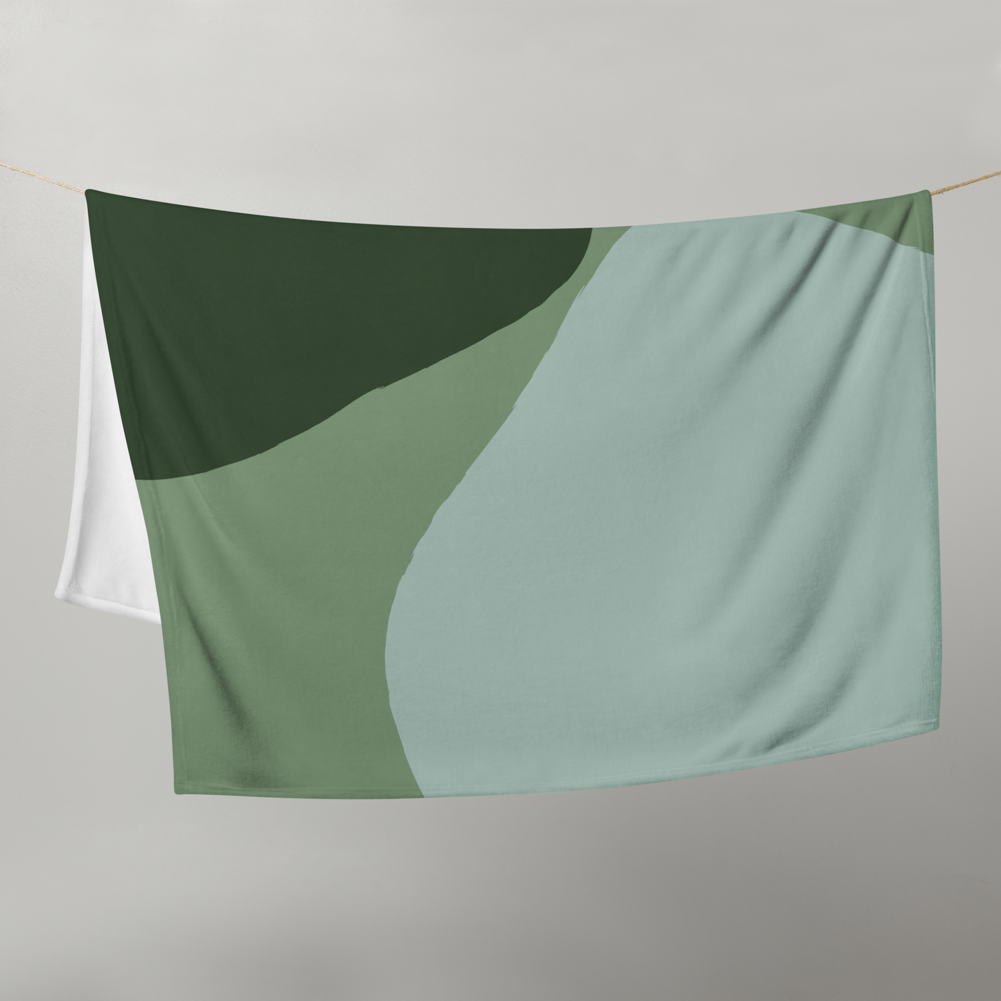 Aesthetic Green Throw Blanket | Scandinavian Minimalist Color Block Blanket