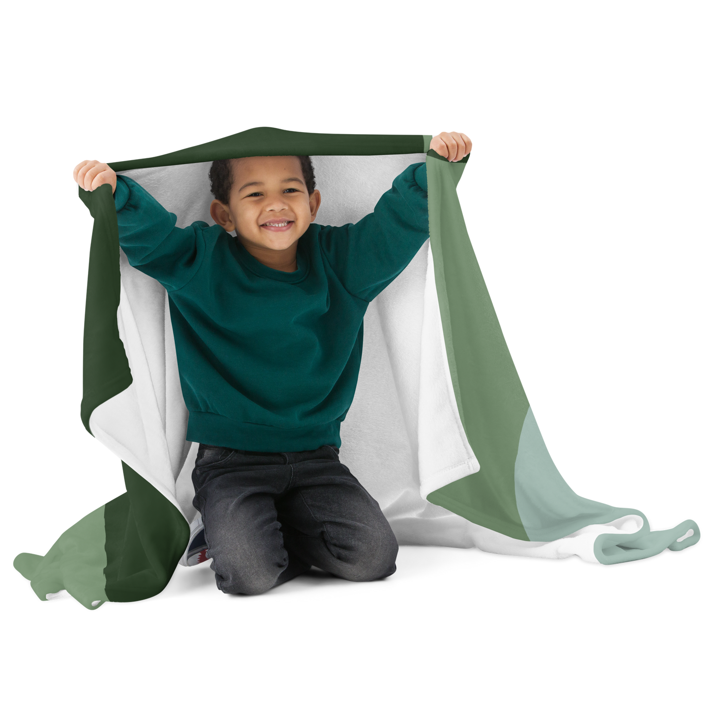 Aesthetic Green Throw Blanket | Scandinavian Minimalist Color Block Blanket