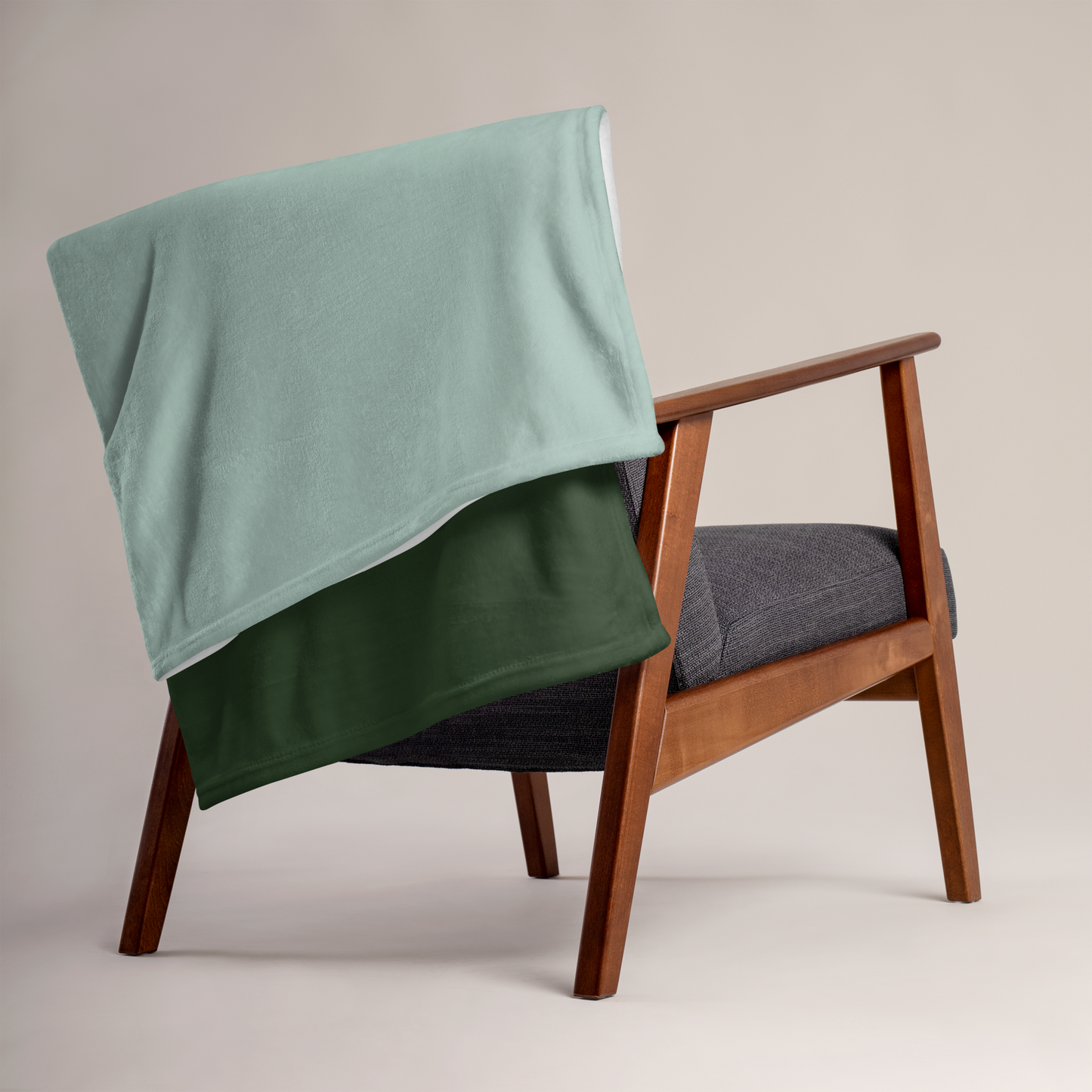 Aesthetic Green Throw Blanket | Scandinavian Minimalist Color Block Blanket