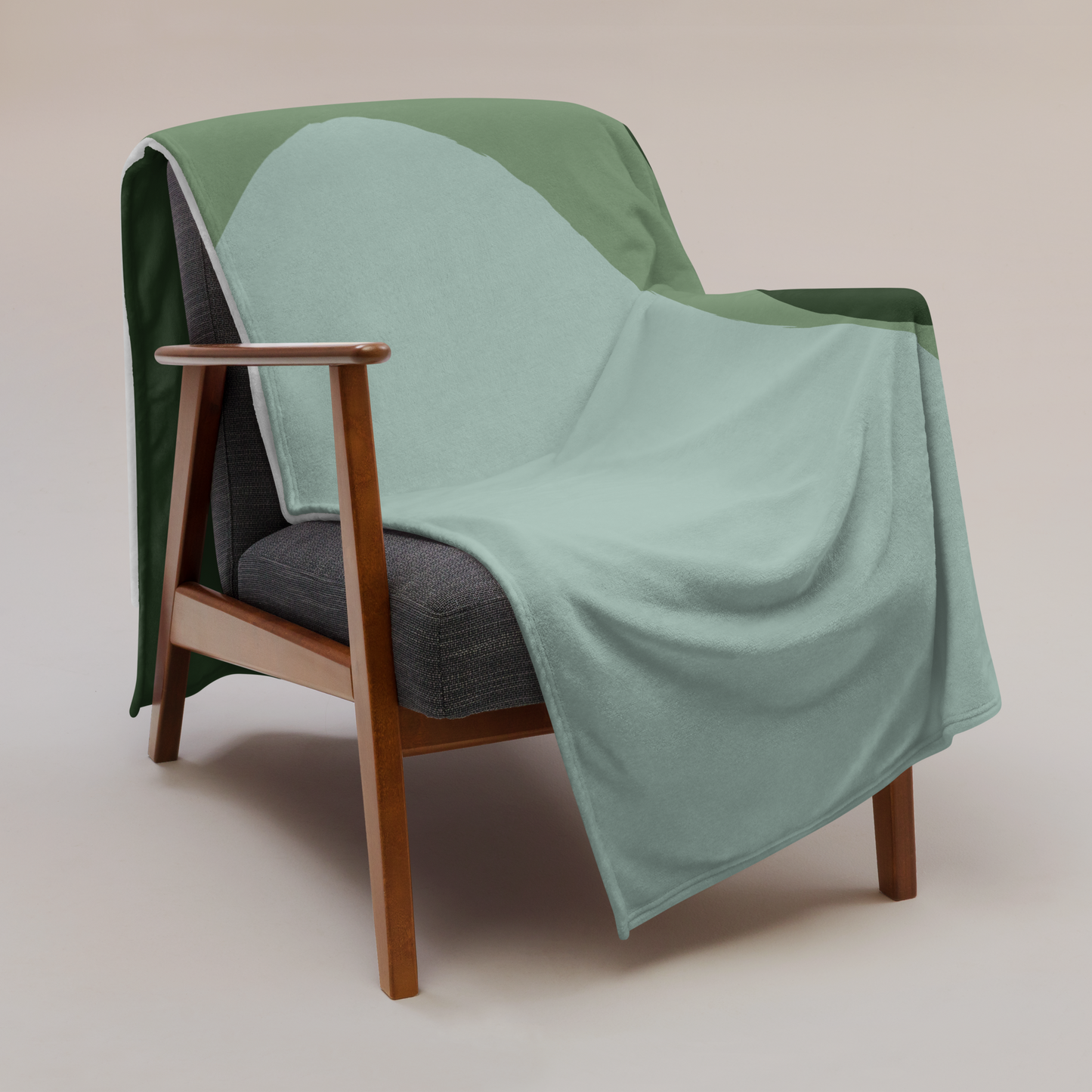 Aesthetic Green Throw Blanket | Scandinavian Minimalist Color Block Blanket
